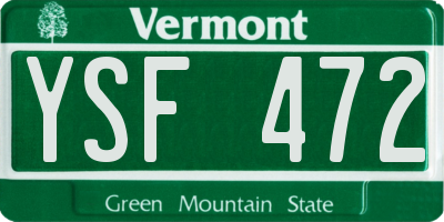VT license plate YSF472