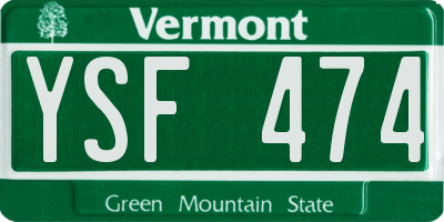 VT license plate YSF474