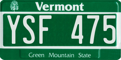 VT license plate YSF475