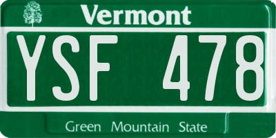 VT license plate YSF478