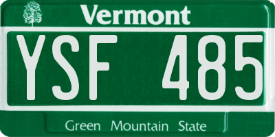 VT license plate YSF485