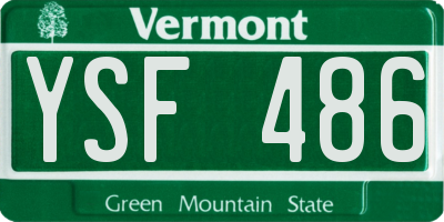 VT license plate YSF486