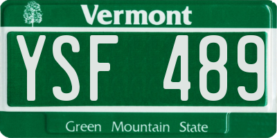 VT license plate YSF489