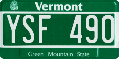 VT license plate YSF490