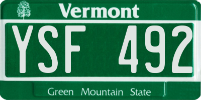 VT license plate YSF492