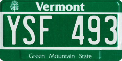 VT license plate YSF493