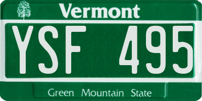 VT license plate YSF495