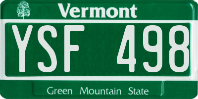 VT license plate YSF498