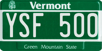 VT license plate YSF500