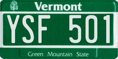 VT license plate YSF501
