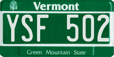 VT license plate YSF502