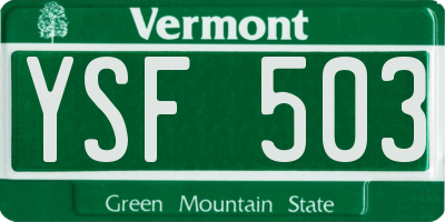 VT license plate YSF503