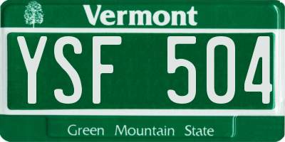 VT license plate YSF504