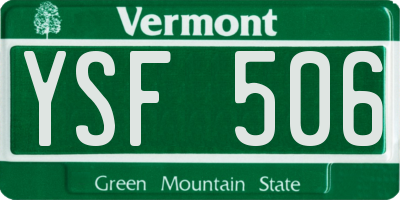 VT license plate YSF506