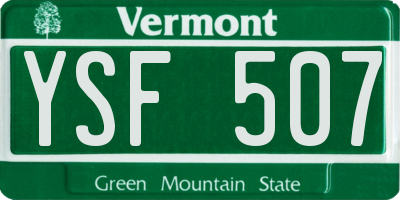 VT license plate YSF507