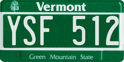 VT license plate YSF512