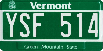 VT license plate YSF514