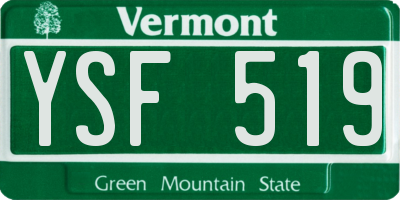 VT license plate YSF519