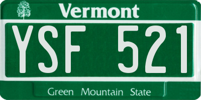 VT license plate YSF521