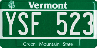 VT license plate YSF523