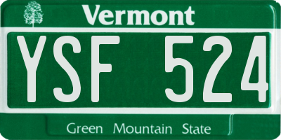 VT license plate YSF524
