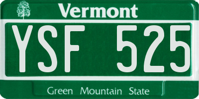 VT license plate YSF525