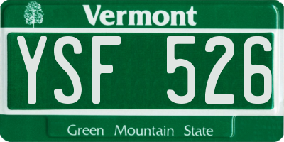 VT license plate YSF526