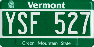 VT license plate YSF527