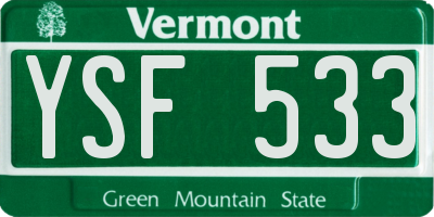 VT license plate YSF533