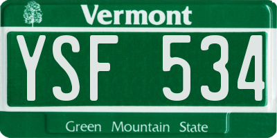 VT license plate YSF534