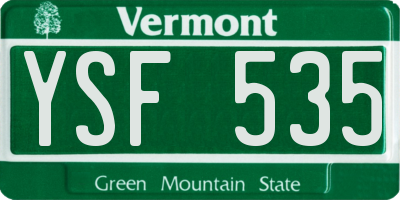 VT license plate YSF535