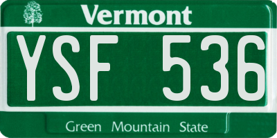 VT license plate YSF536
