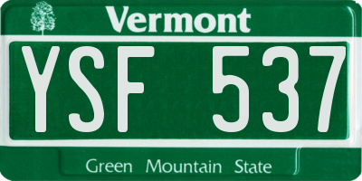 VT license plate YSF537