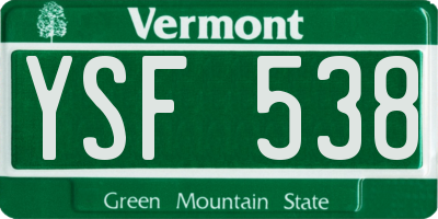 VT license plate YSF538
