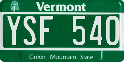 VT license plate YSF540