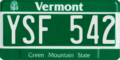 VT license plate YSF542