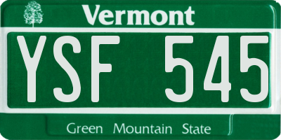 VT license plate YSF545
