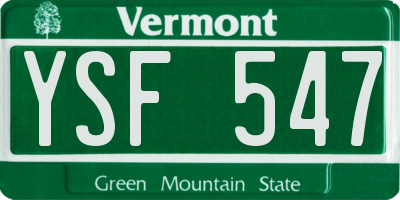 VT license plate YSF547