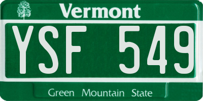 VT license plate YSF549