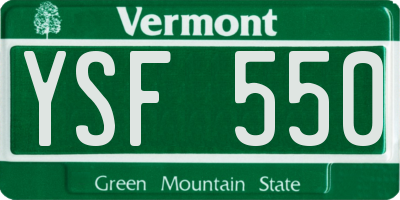 VT license plate YSF550