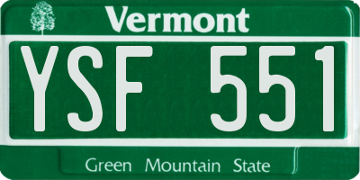 VT license plate YSF551