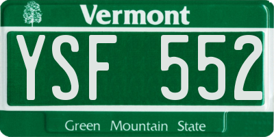 VT license plate YSF552