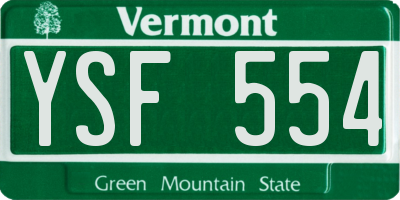 VT license plate YSF554