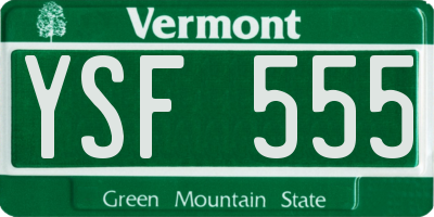 VT license plate YSF555