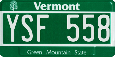 VT license plate YSF558