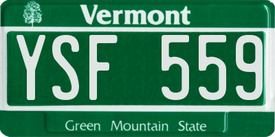 VT license plate YSF559