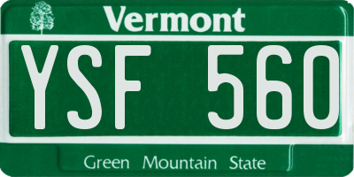 VT license plate YSF560