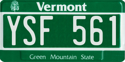 VT license plate YSF561