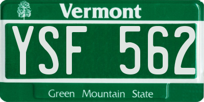 VT license plate YSF562