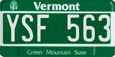 VT license plate YSF563